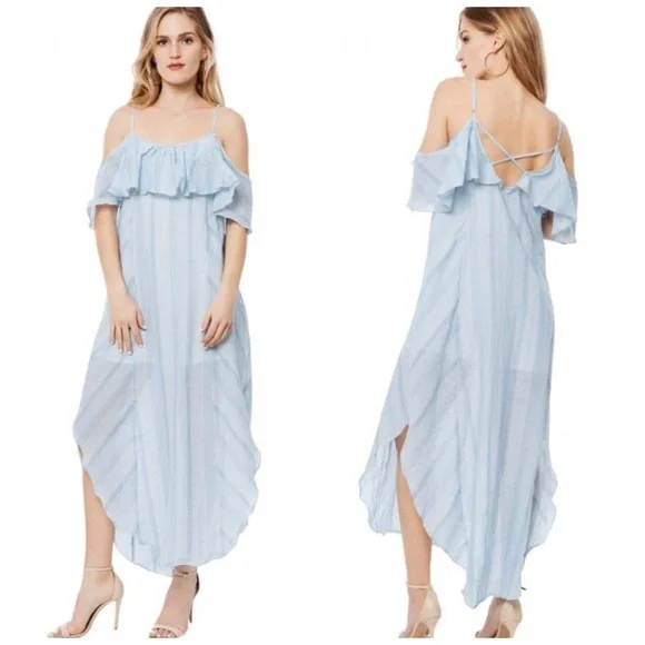 LAST! Stunning and Comfy Lined Baby Blue/White Striped Dress - Picture 5 of 6